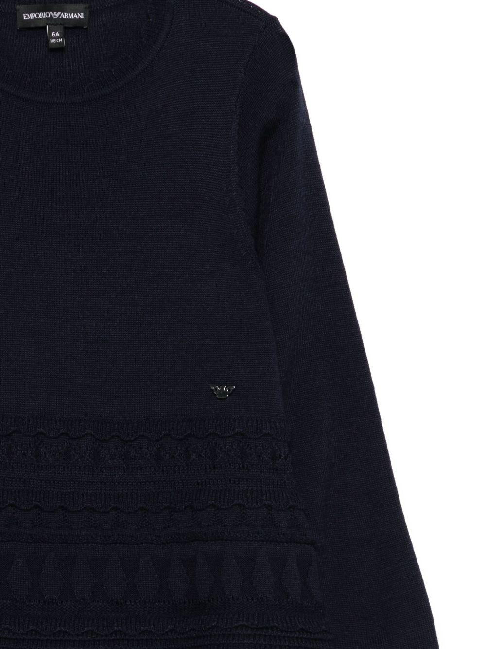 Abito per bambina Emporio Armani Kids blu con scollo tondo - Rubino Kids