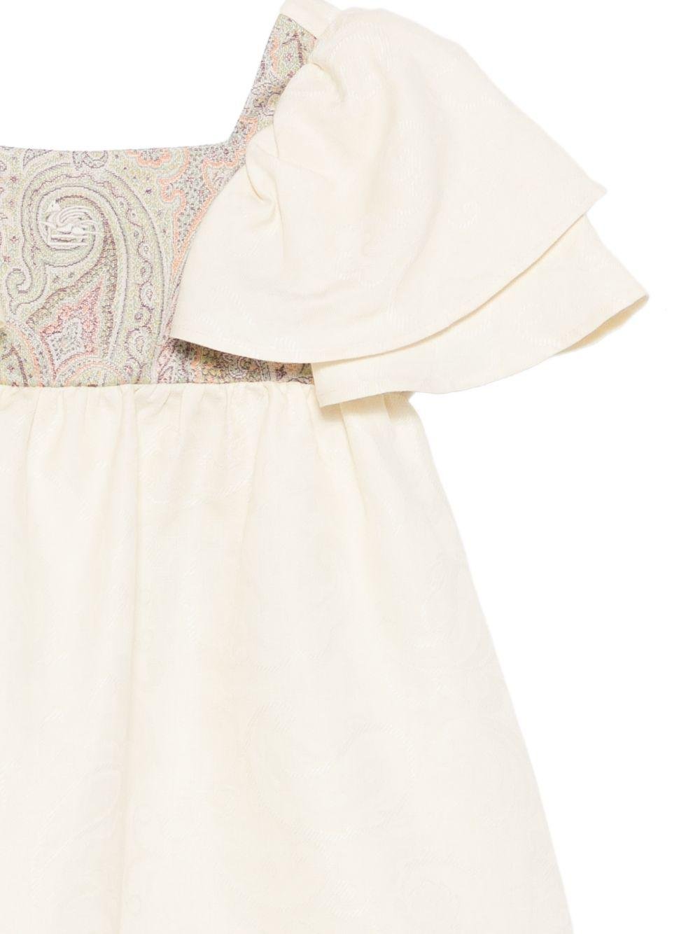 Abito per bambina Etro Kids bianco con stampa paisley - Rubino Kids