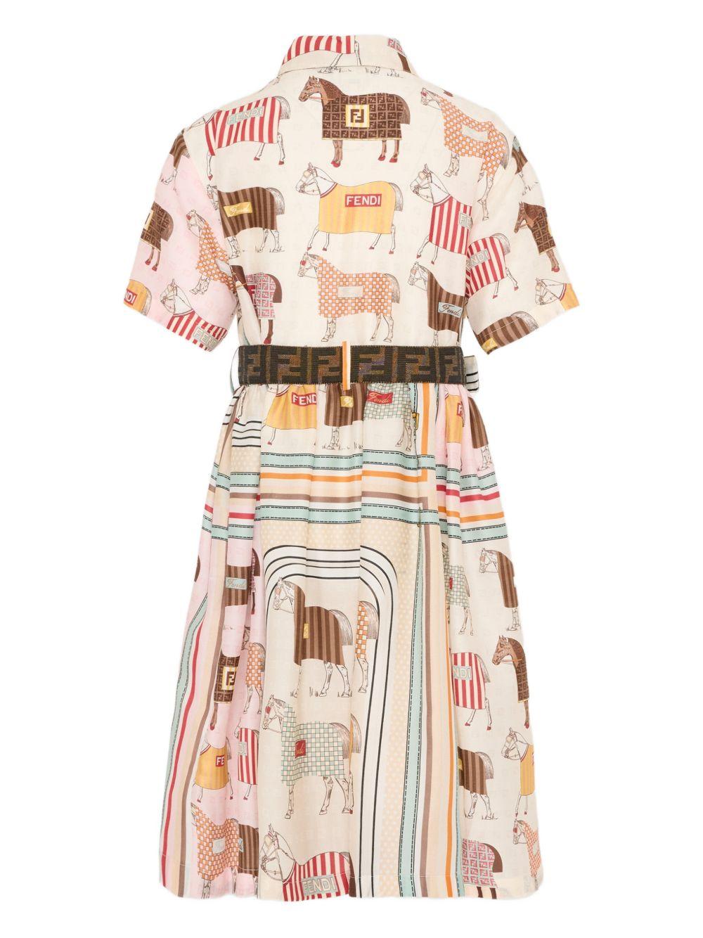 Abito per bambina Fendi Kids beige a righe - Rubino Kids