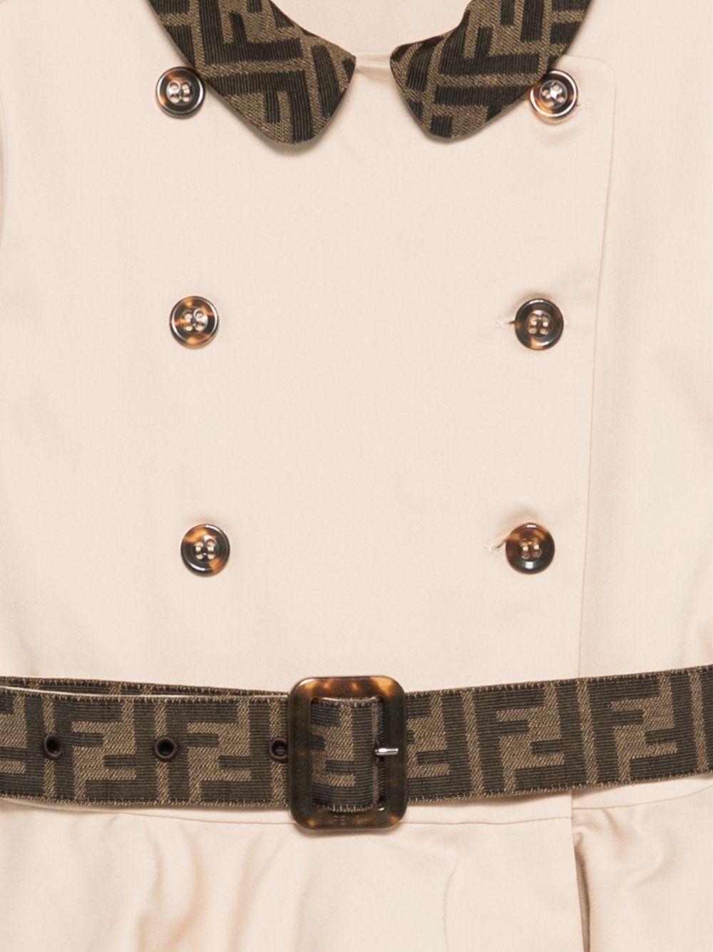 Abito per bambina Fendi Kids beige con cintura con logo - Rubino Kids