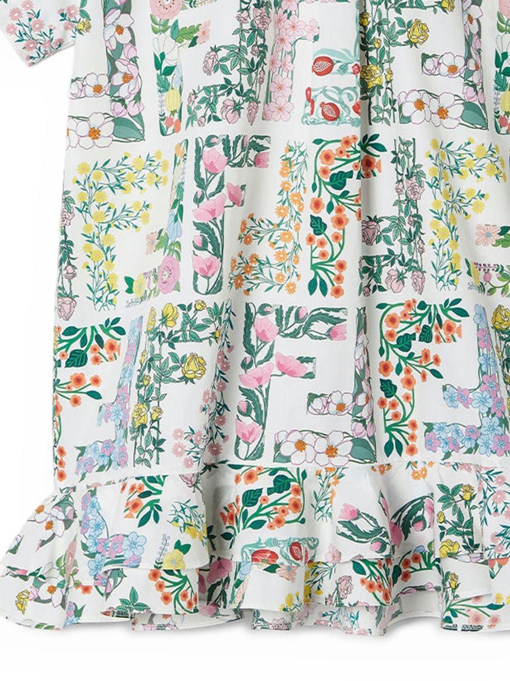 Abito per bambina Fendi Kids bianco a fiori con ruches - Rubino Kids