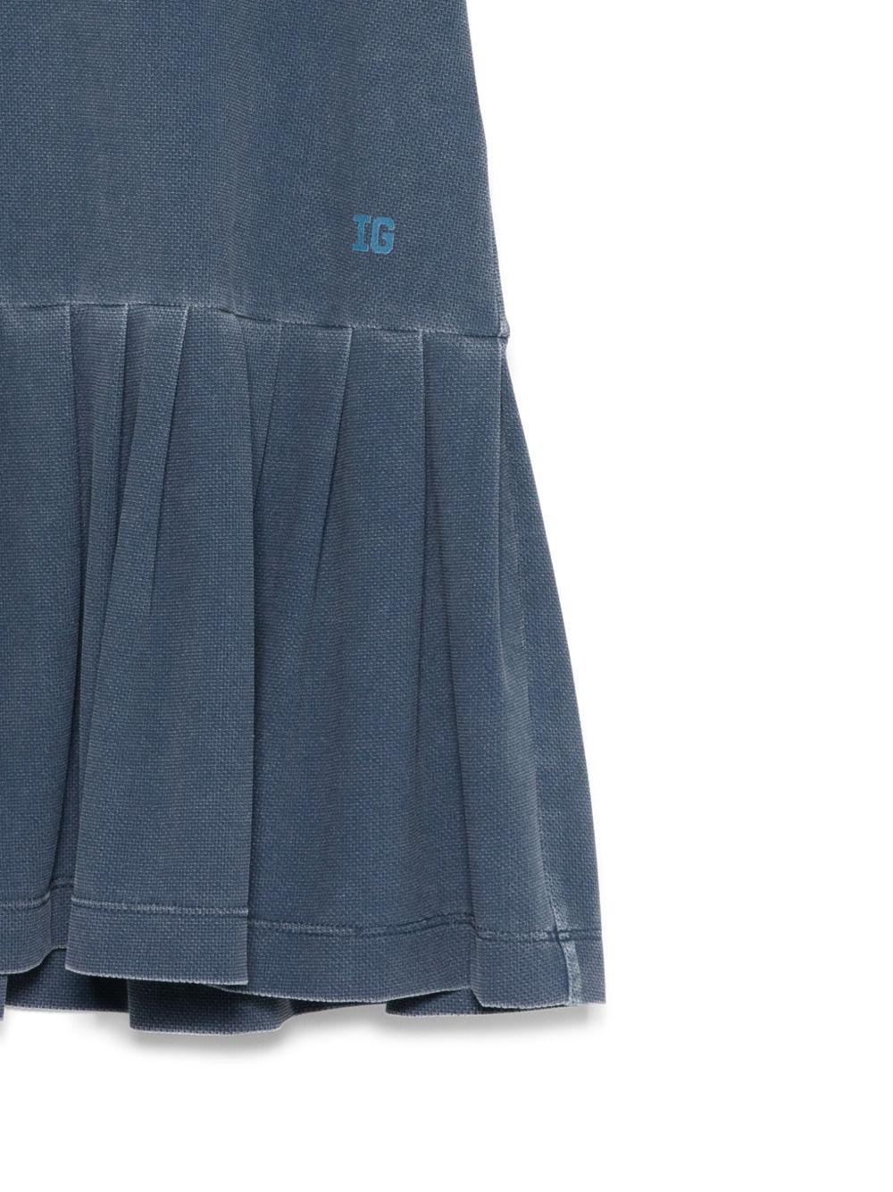 Abito per bambina Il Gufo blu con gonna svasata e stampa con logo laterale - Rubino Kids