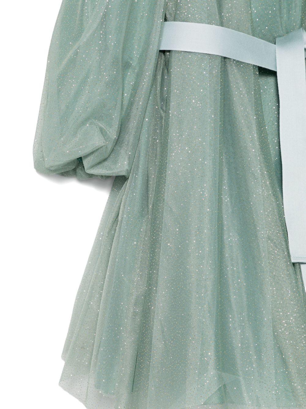 Abito per bambina Il Gufo verde con decorazioni glitter - Rubino Kids