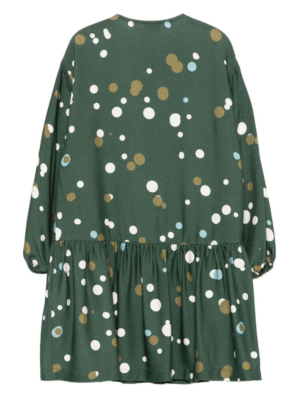 Abito per bambina Il Gufo verde con stampa a bolle - Rubino Kids