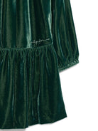 Abito per bambina Il Gufo verde in velluto con volant e orlo arricciato - Rubino Kids