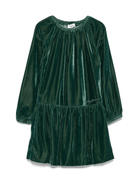 Abito per bambina Il Gufo verde in velluto con volant e orlo arricciato - Rubino Kids