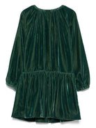 Abito per bambina Il Gufo verde in velluto con volant e orlo arricciato - Rubino Kids