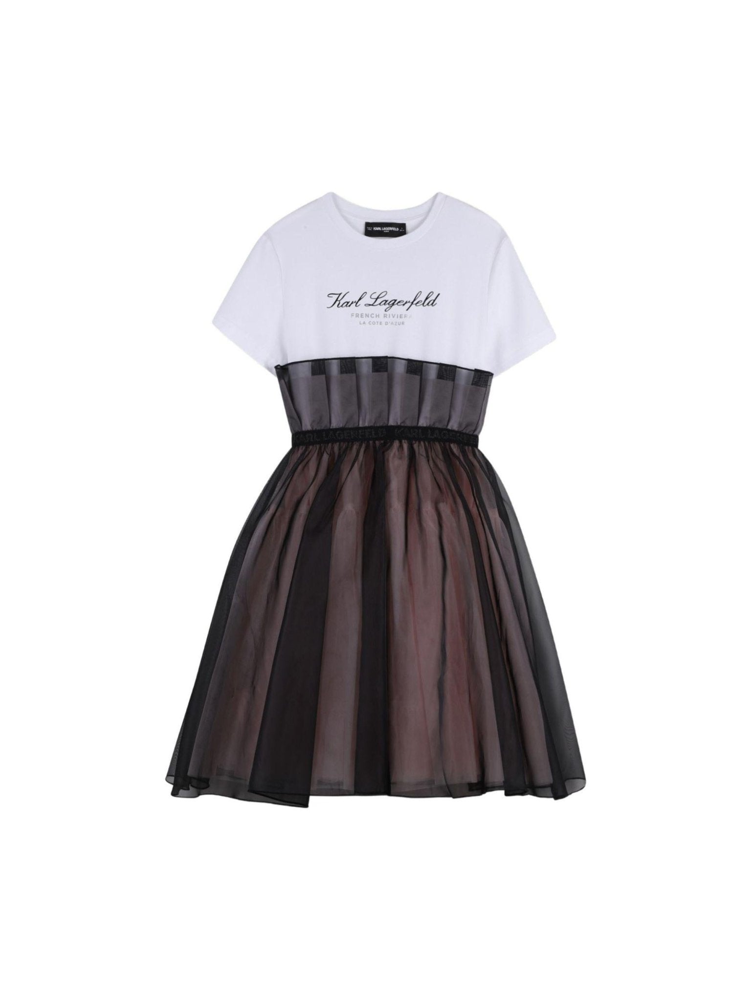 Abito per bambina Karl Lagerfeld Kids bianco e nero con gonna a strati - Rubino Kids