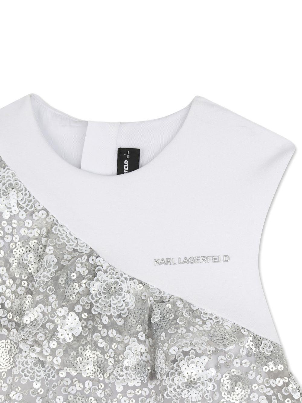 Abito per bambina Karl Lagerfeld Kids color argento con decorazione con paillettes - Rubino Kids