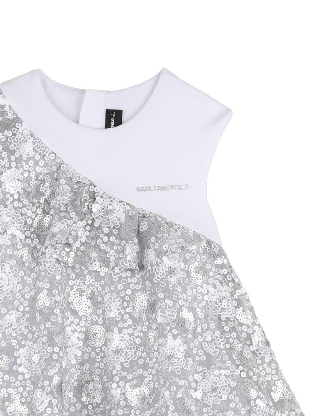 Abito per bambina Karl Lagerfeld Kids color argento con decorazione con paillettes - Rubino Kids