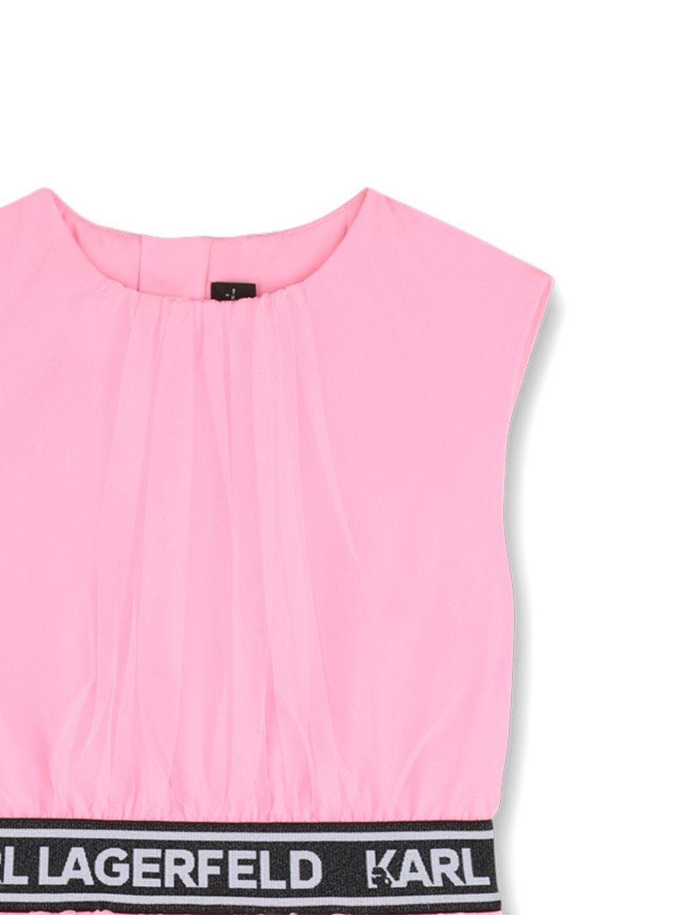 Abito per bambina Karl Lagerfeld Kids rosa con banda logo - Rubino Kids