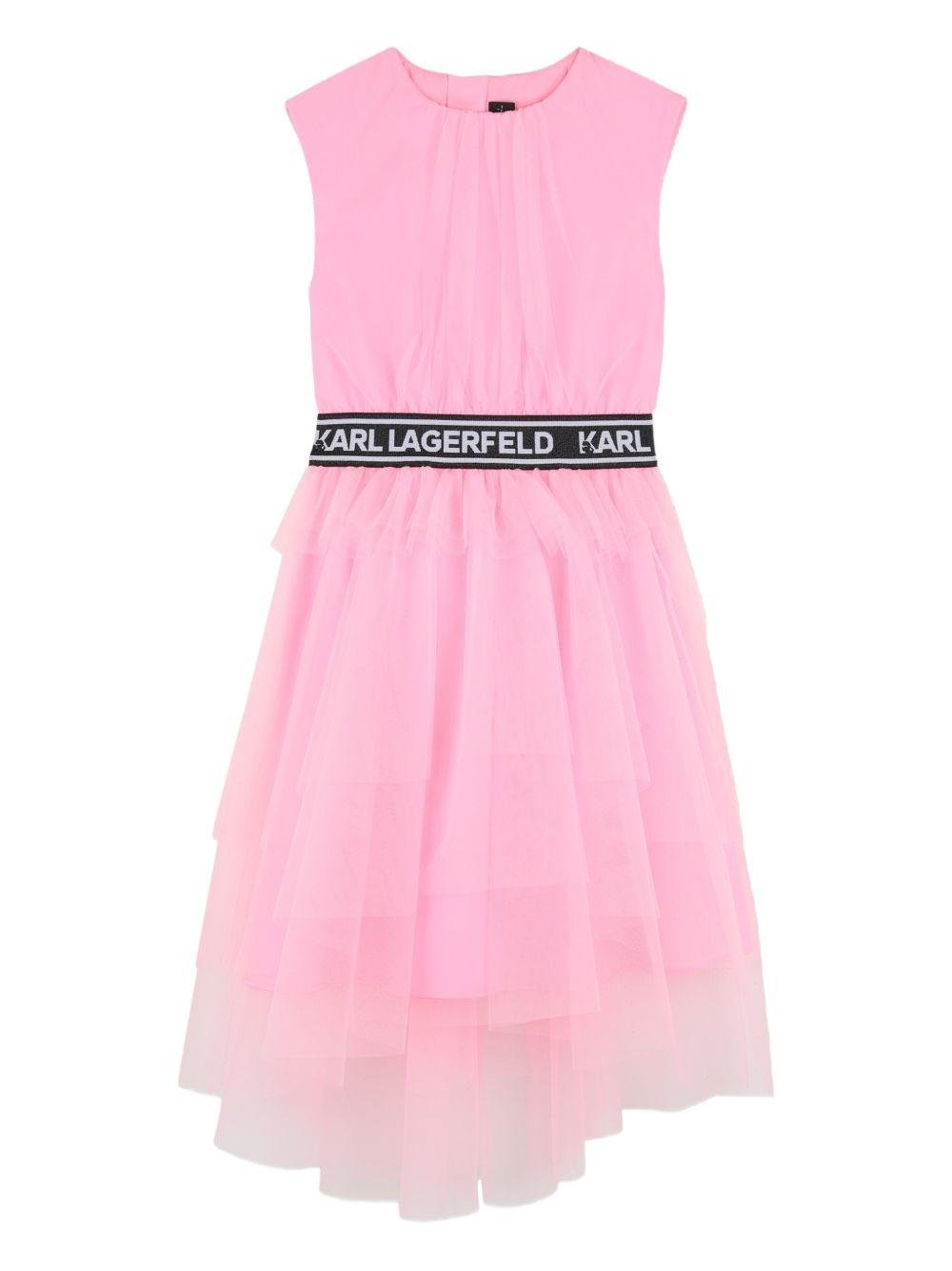 Abito per bambina Karl Lagerfeld Kids rosa con banda logo - Rubino Kids