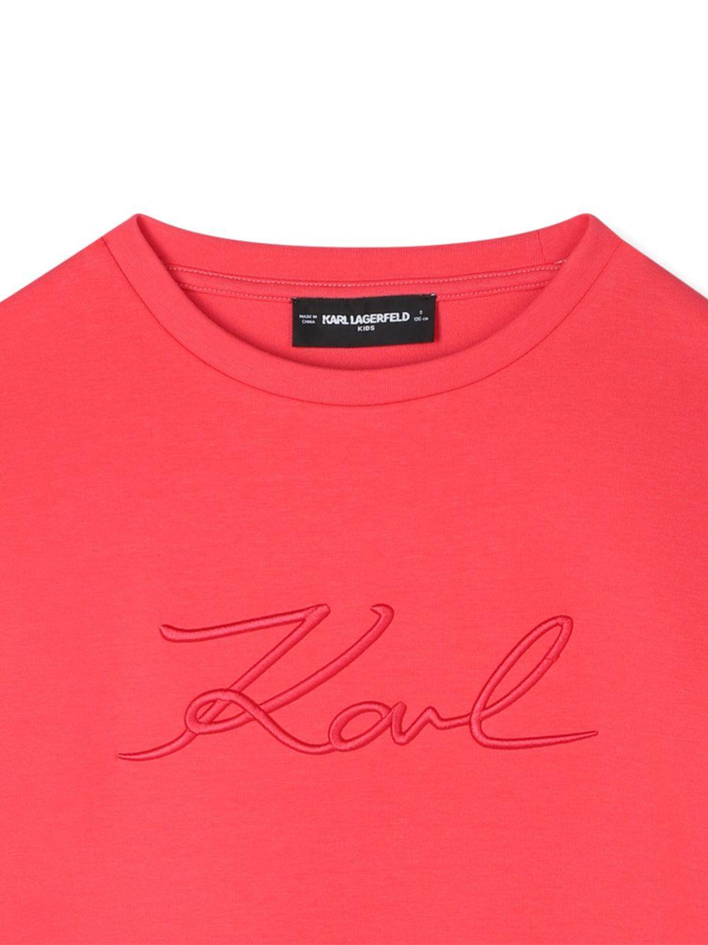 Abito per bambina Karl Lagerfeld Kids rosa con logo ricamato - Rubino Kids