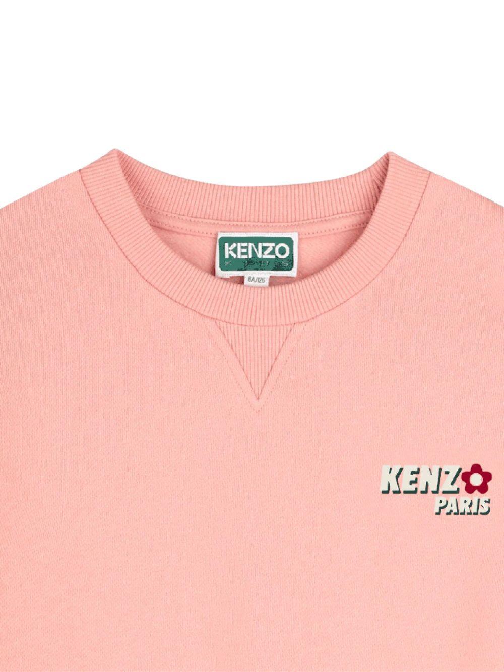 Abito per bambina Kenzo Kids rosa con stampa logo sul petto - Rubino Kids