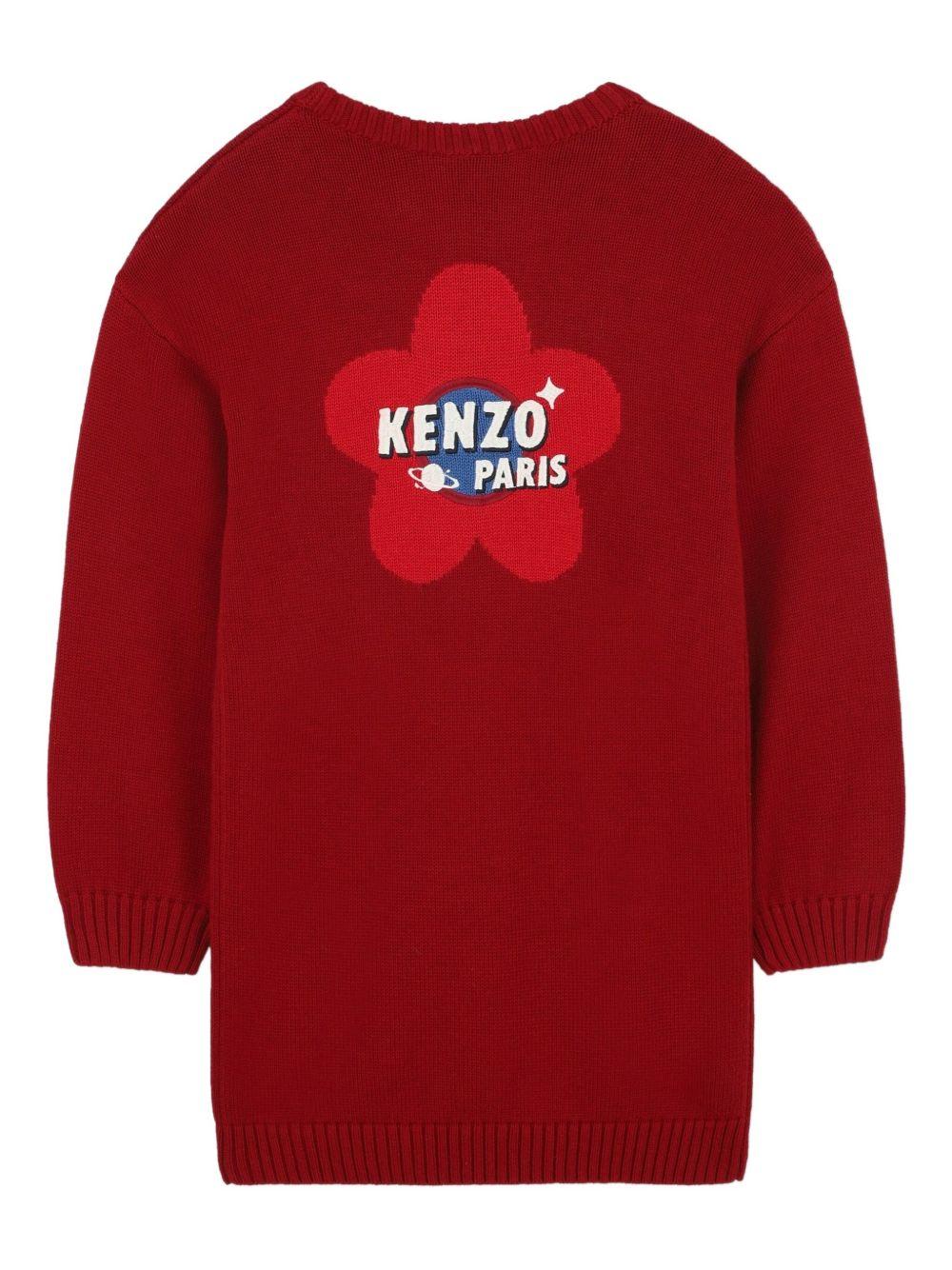 Abito per bambina Kenzo Kids rosso con dettaglio Boke Flower - Rubino Kids