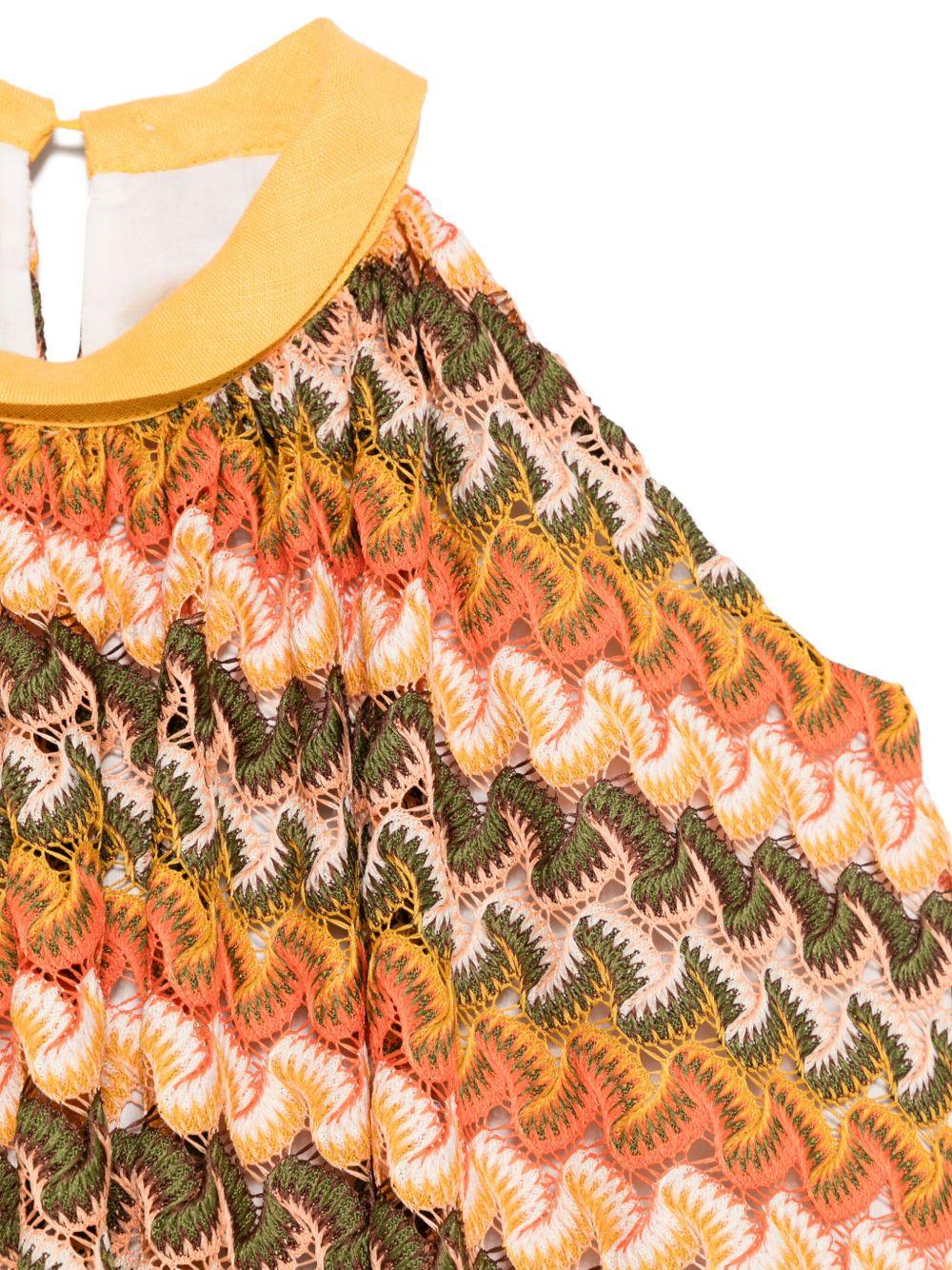 Abito per bambina La Stupenderia multicolor all'uncinetto con fodera integrale - Rubino Kids