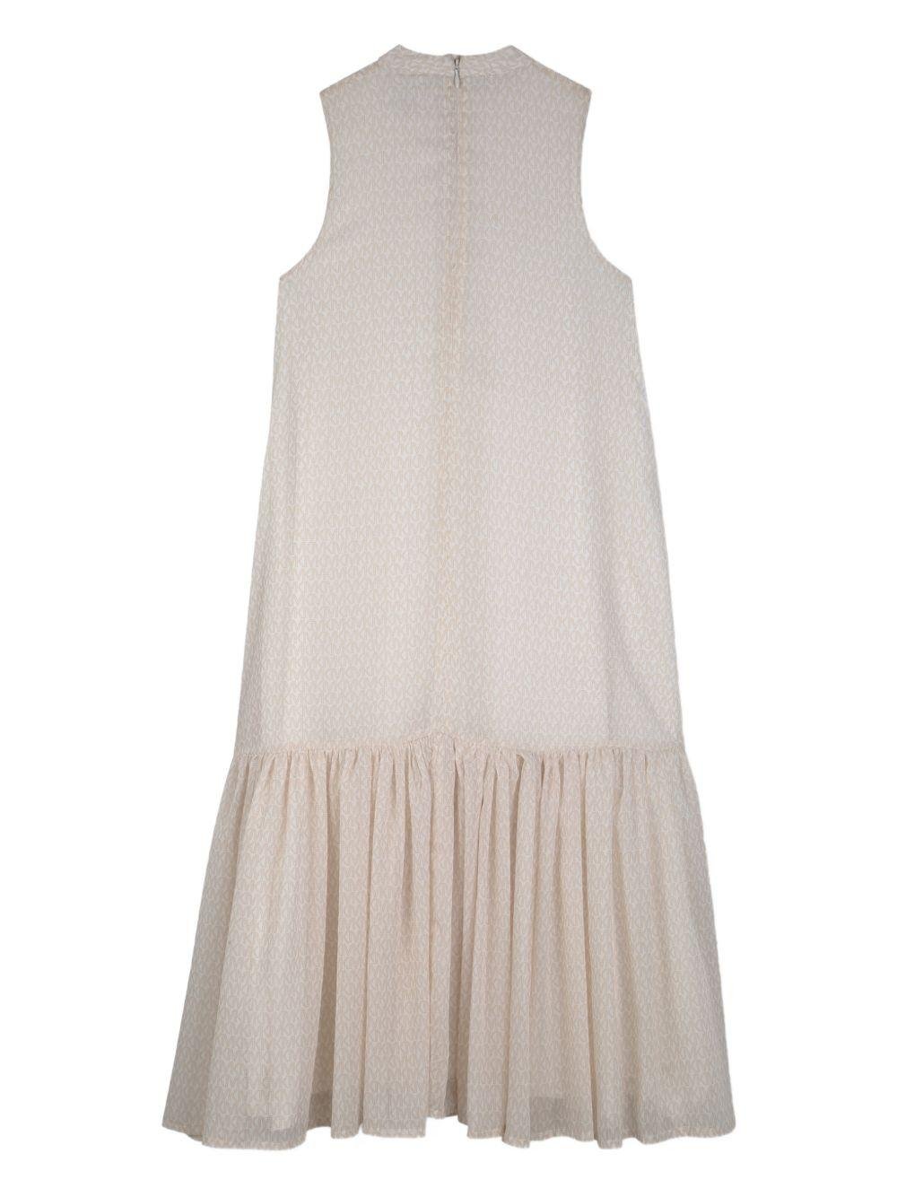 Abito per bambina Michael Kors Kids beige con monogramma e ruches - Rubino Kids