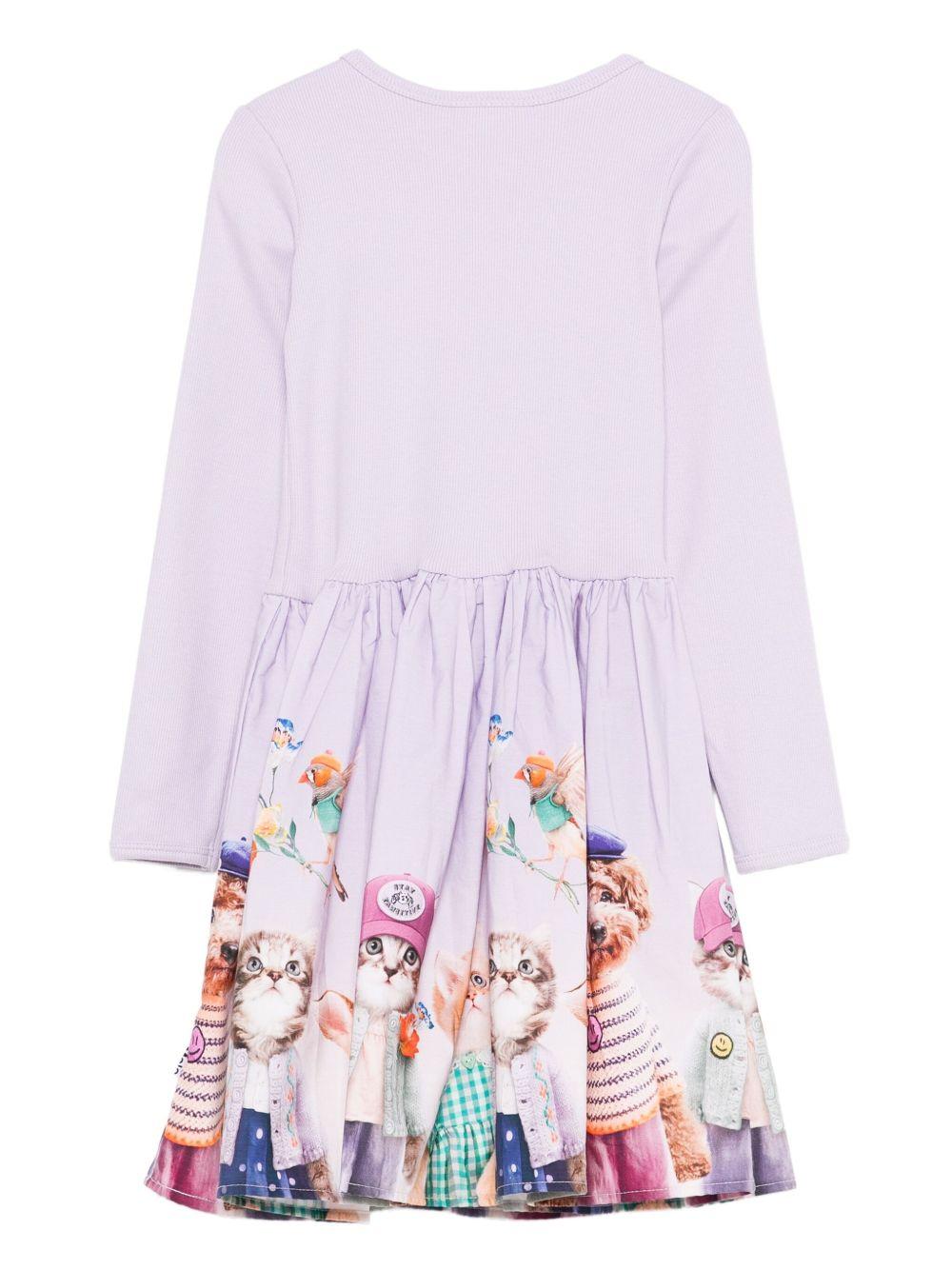 Abito per bambina Molo lilla con stampa animalier - Rubino Kids