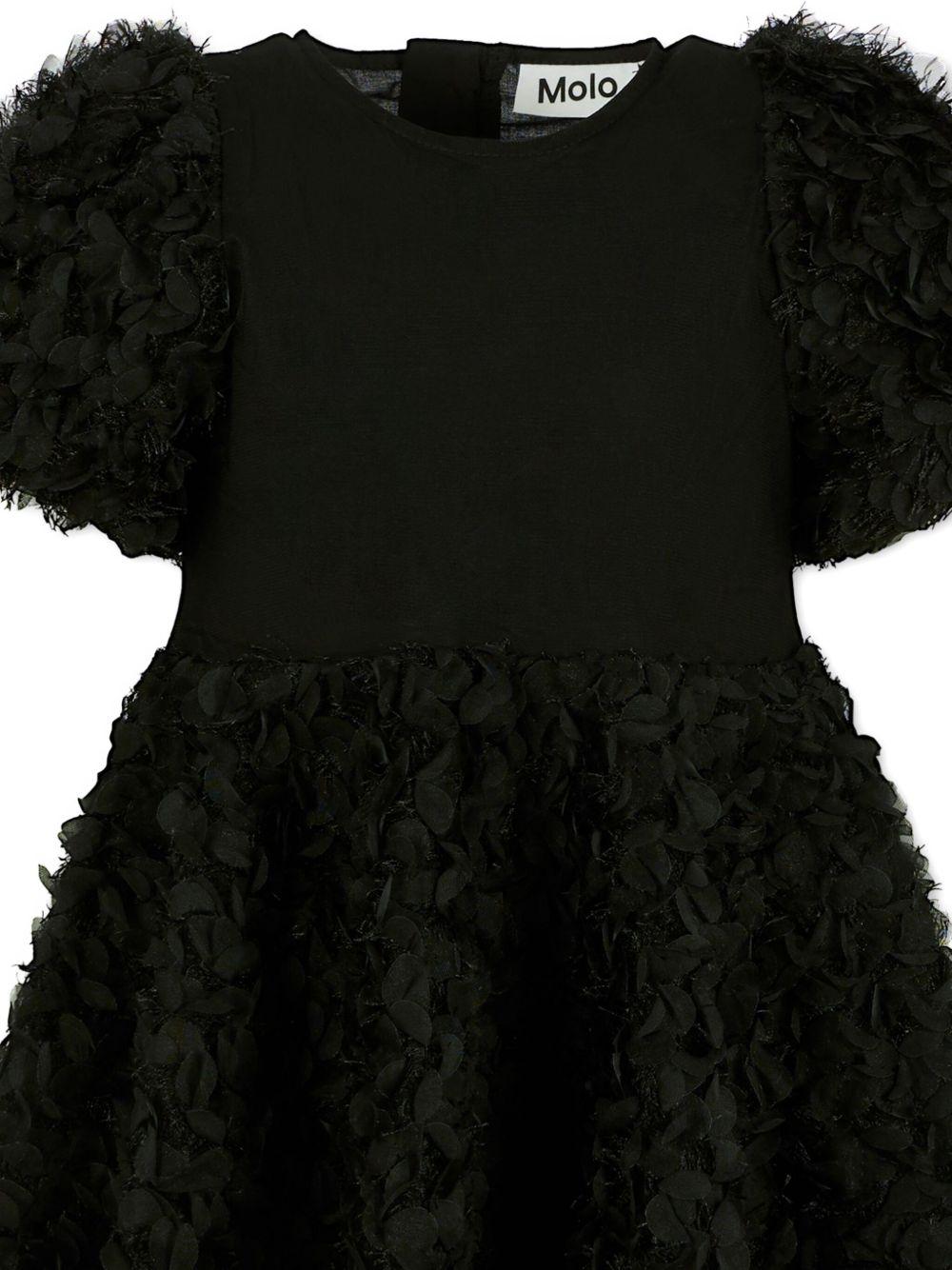 Abito per bambina Molo nero con texture a forma di petalo - Rubino Kids
