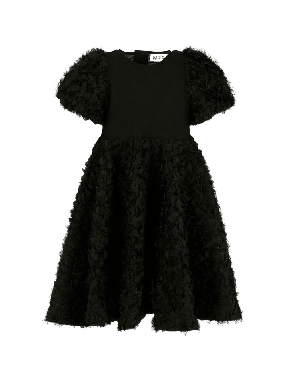 Abito per bambina Molo nero con texture a forma di petalo - Rubino Kids