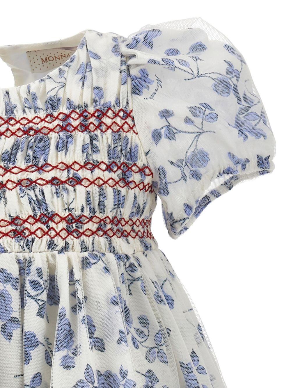 Abito per bambina Monnalisa azzurro con maniche corte a palloncino - Rubino Kids