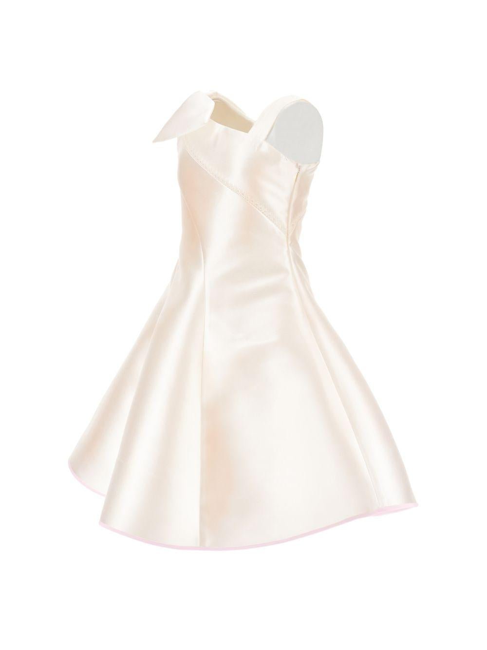 Abito per bambina Monnalisa beige monospalla con fiocco - Rubino Kids