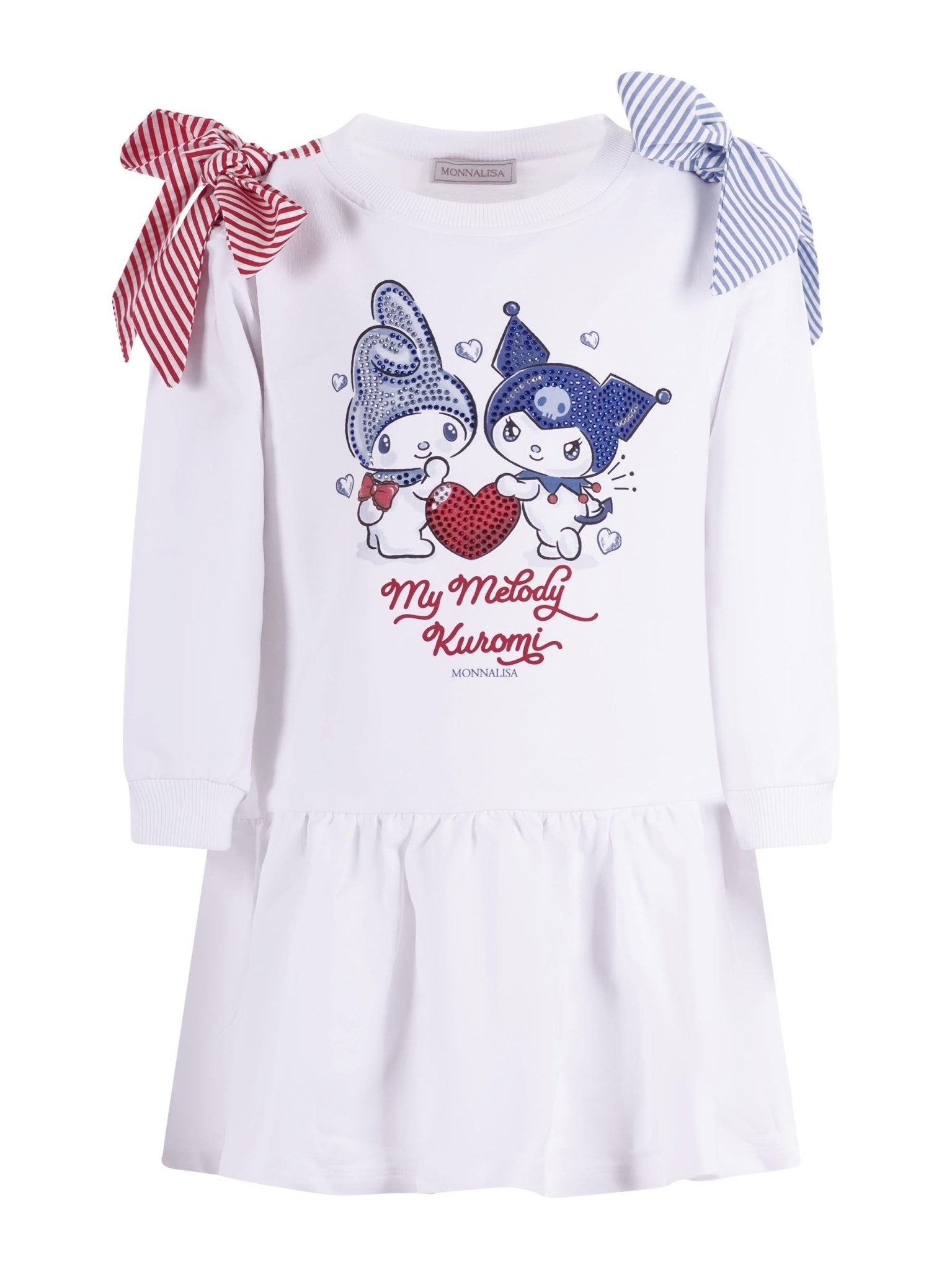 Abito per bambina Monnalisa bianca con stampa grafica sul davanti - Rubino Kids