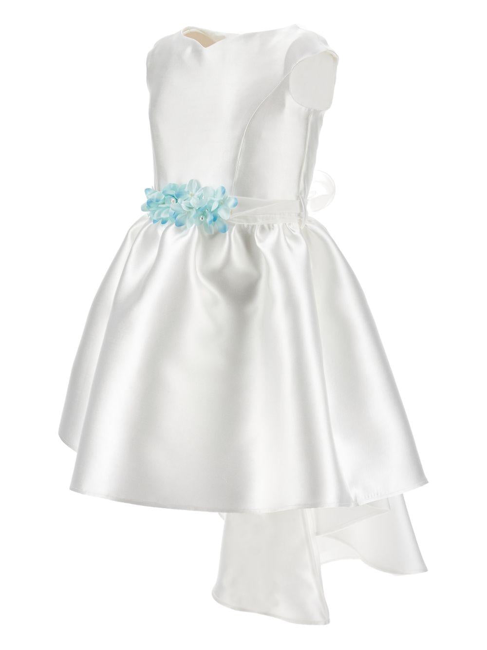 Abito per bambina Monnalisa bianco con applicazione a fiori - Rubino Kids