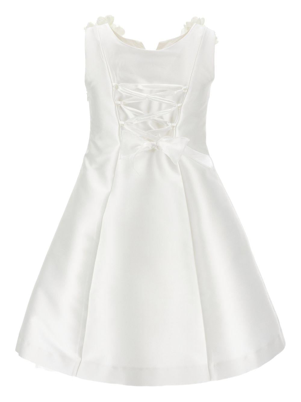 Abito per bambina Monnalisa bianco con applicazioni a fiori - Rubino Kids