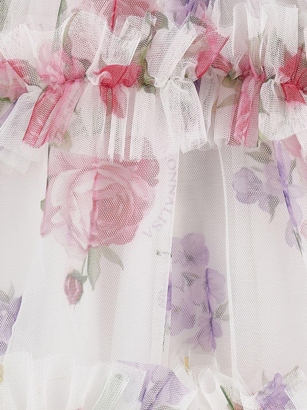 Abito per bambina Monnalisa bianco con stampa a fiori - Rubino Kids