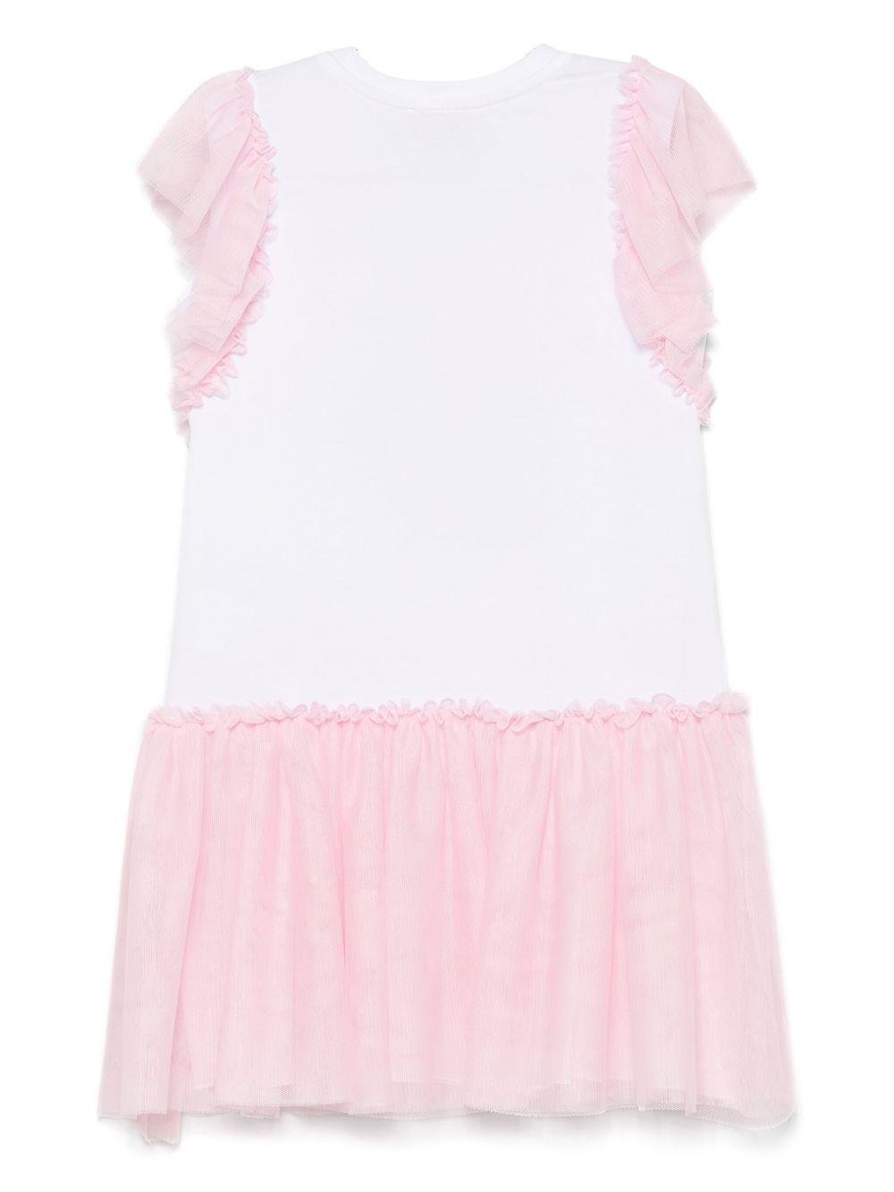 Abito per bambina Monnalisa bianco con stampa Alice x Disney - Rubino Kids