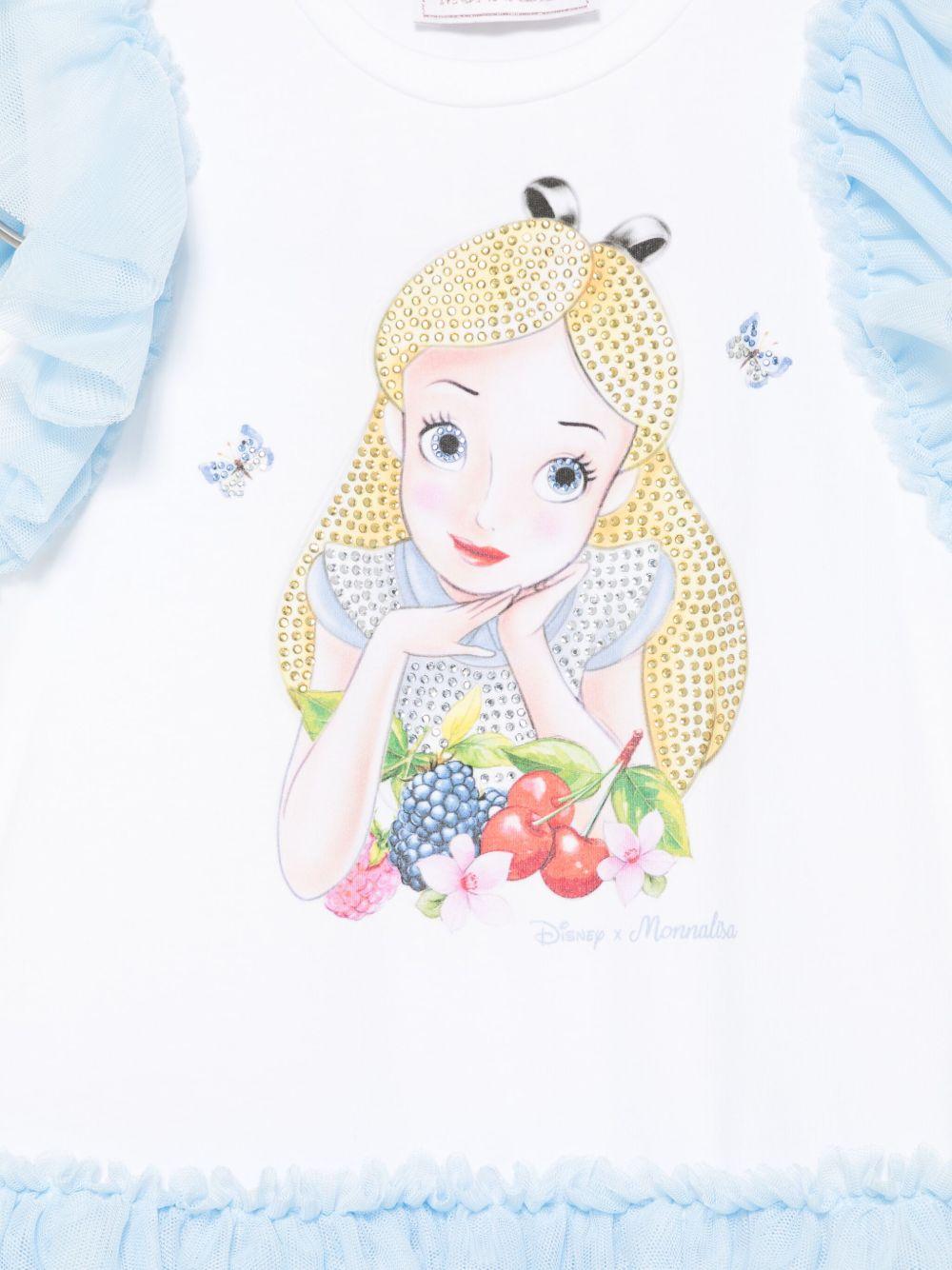 Abito per bambina Monnalisa bianco con stampa Alice x Disney - Rubino Kids