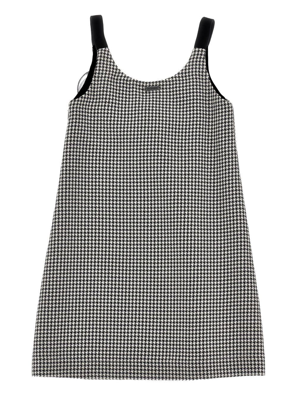 Abito per bambina Monnalisa bianco e nero con motivo pied - de - poule - Rubino Kids