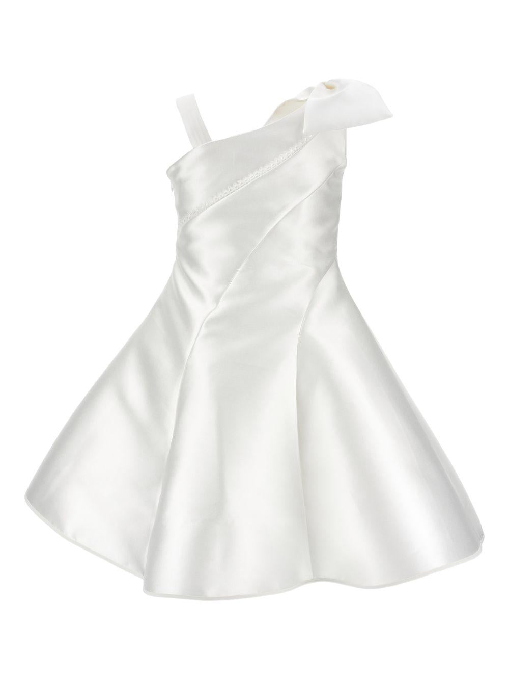 Abito per bambina Monnalisa bianco monospalla con fiocco - Rubino Kids