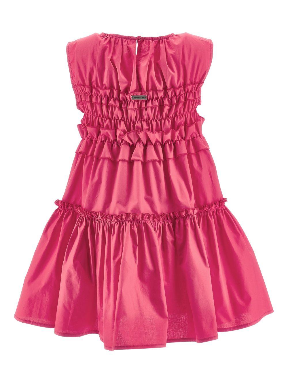 Abito per bambina Monnalisa fucsia smanicato con ruches - Rubino Kids