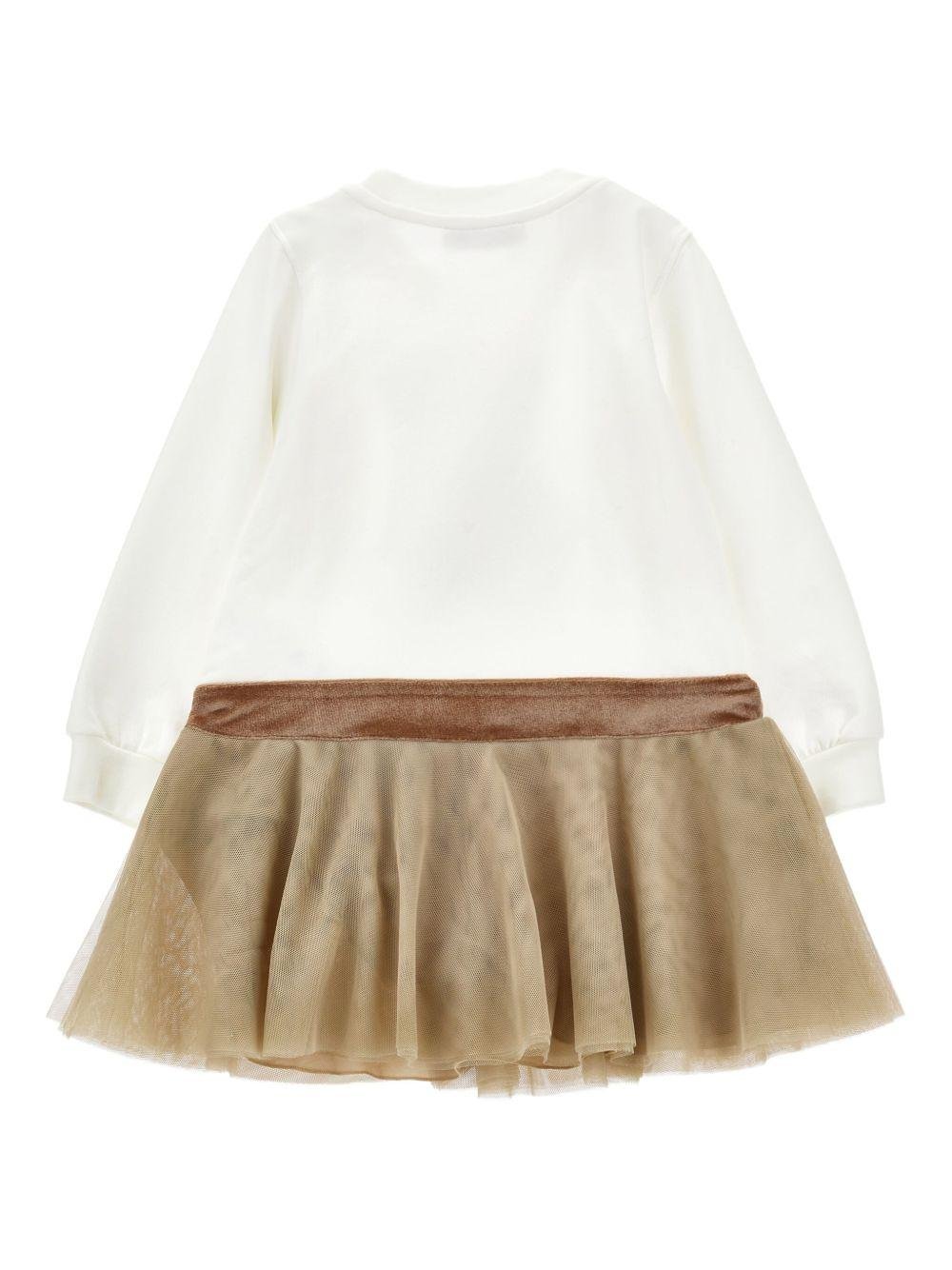 Abito per bambina Monnalisa marrone con stampa orsetto - Rubino Kids