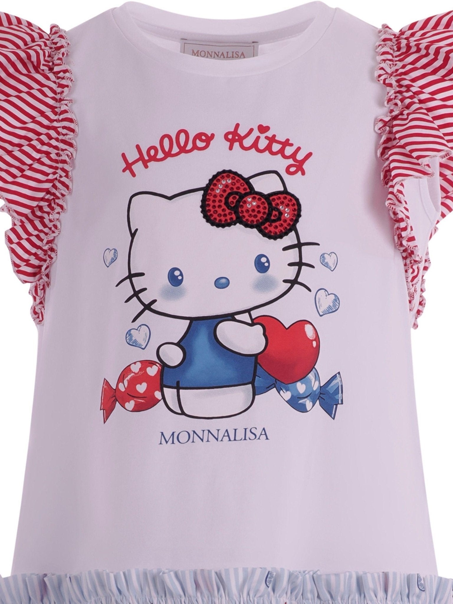 Abito per bambina Monnalisa multicolor con stampa grafica sul davanti - Rubino Kids