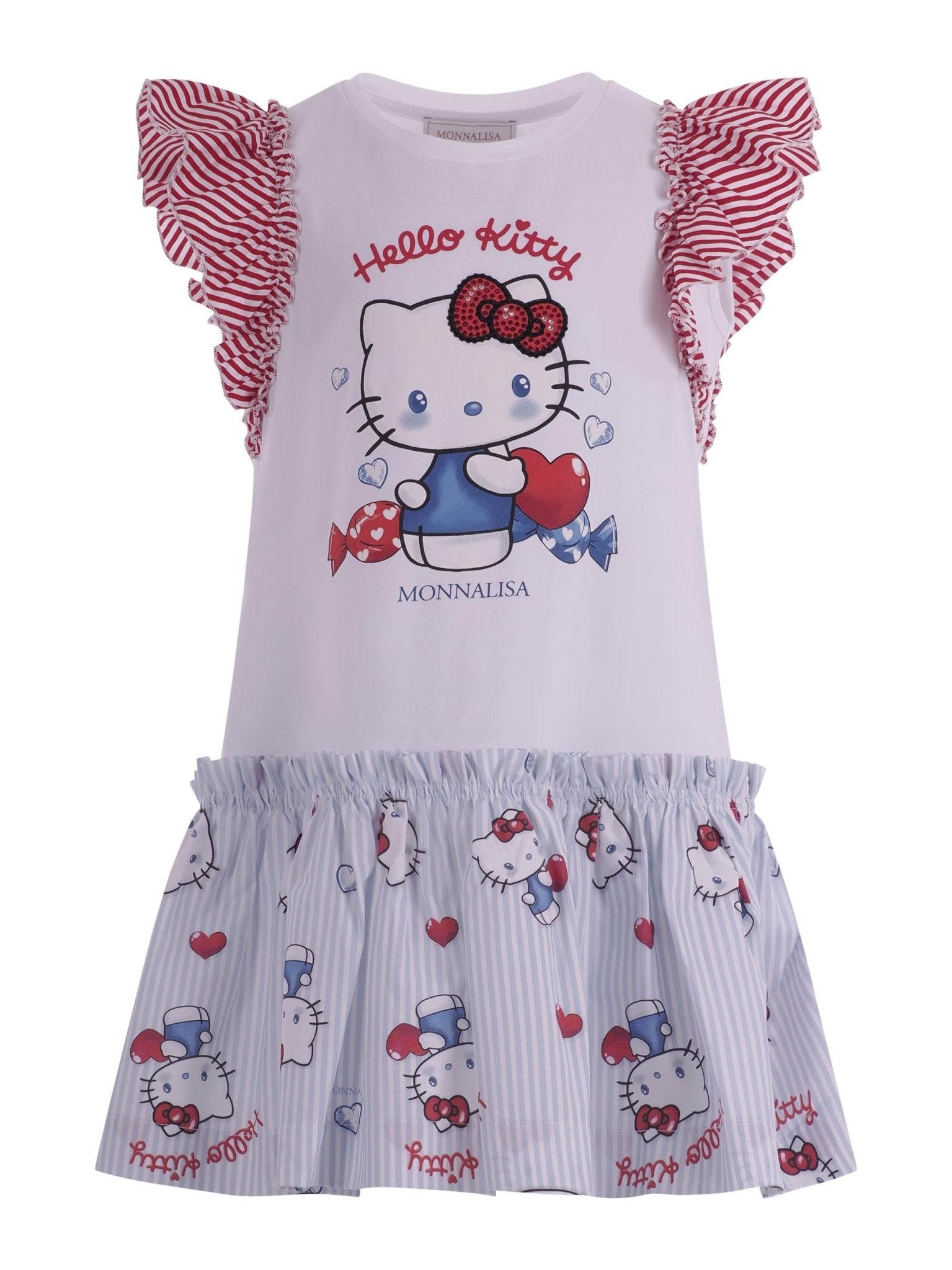 Abito per bambina Monnalisa multicolor con stampa grafica sul davanti - Rubino Kids