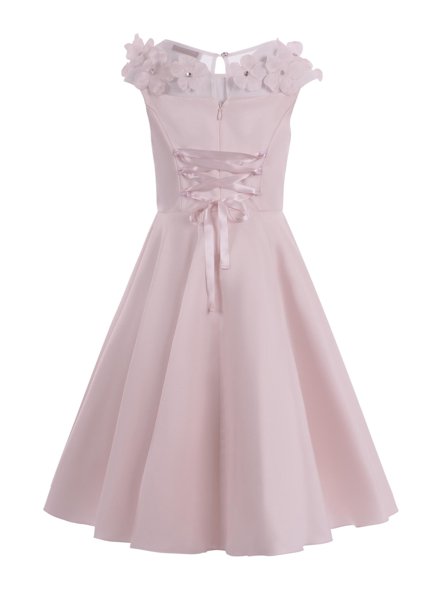 Abito per bambina Monnalisa rosa con applicazione a fiori - Rubino Kids