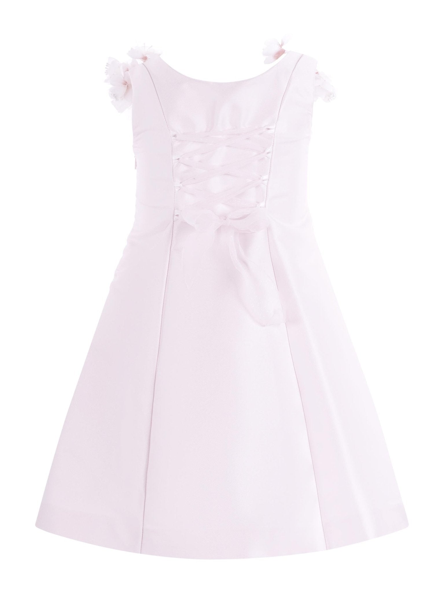 Abito per bambina Monnalisa rosa con applicazioni a fiori - Rubino Kids