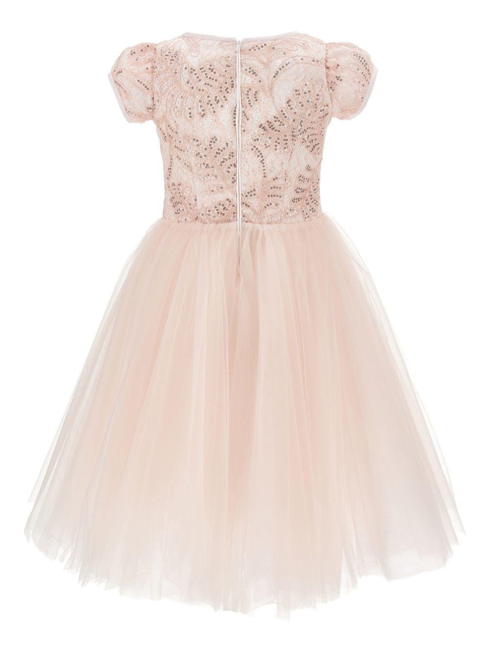 Abito per bambina Monnalisa rosa con decorazione con paillettes - Rubino Kids