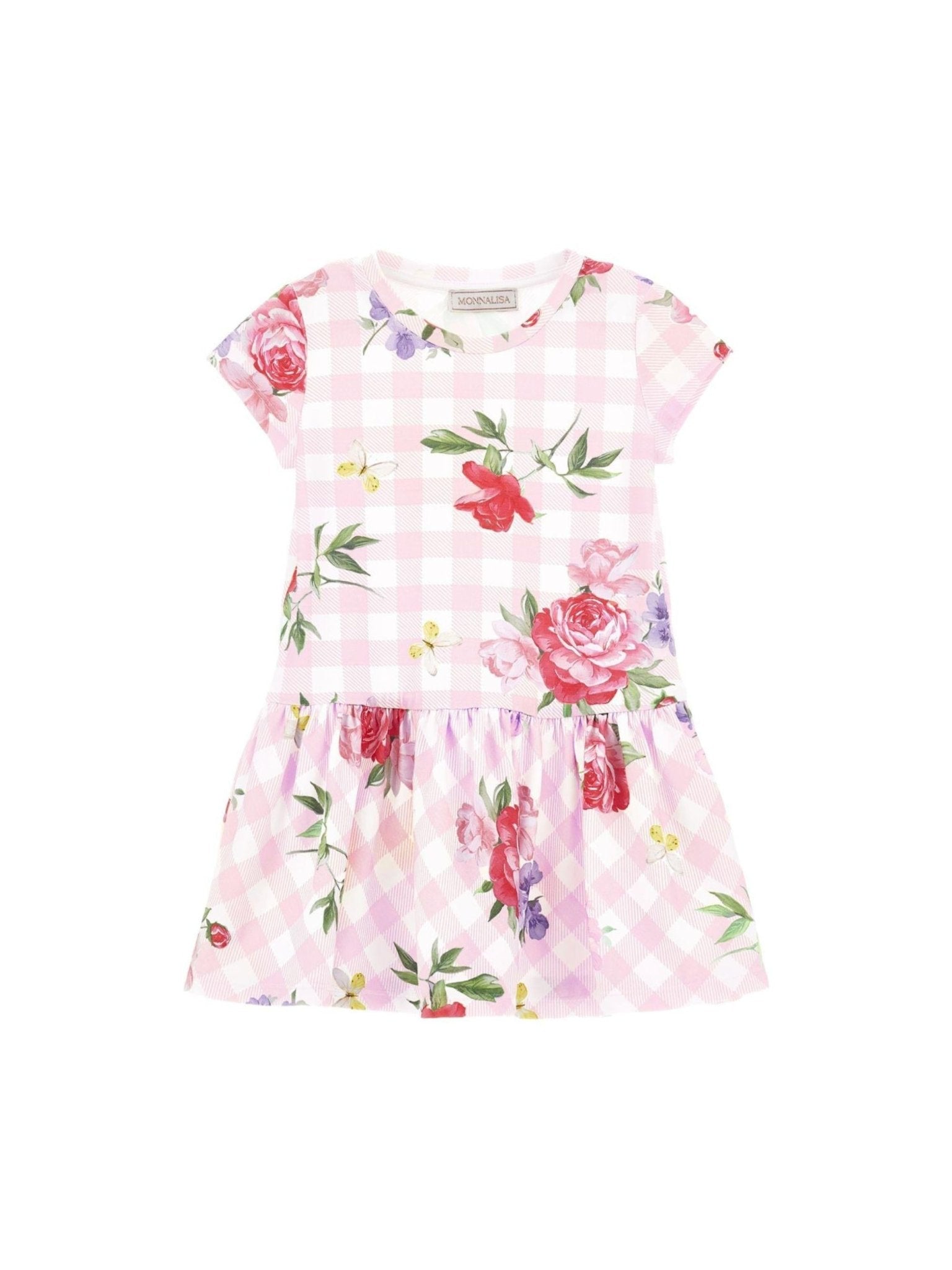 Abito per bambina Monnalisa rosa con motivo a quadri - Rubino Kids
