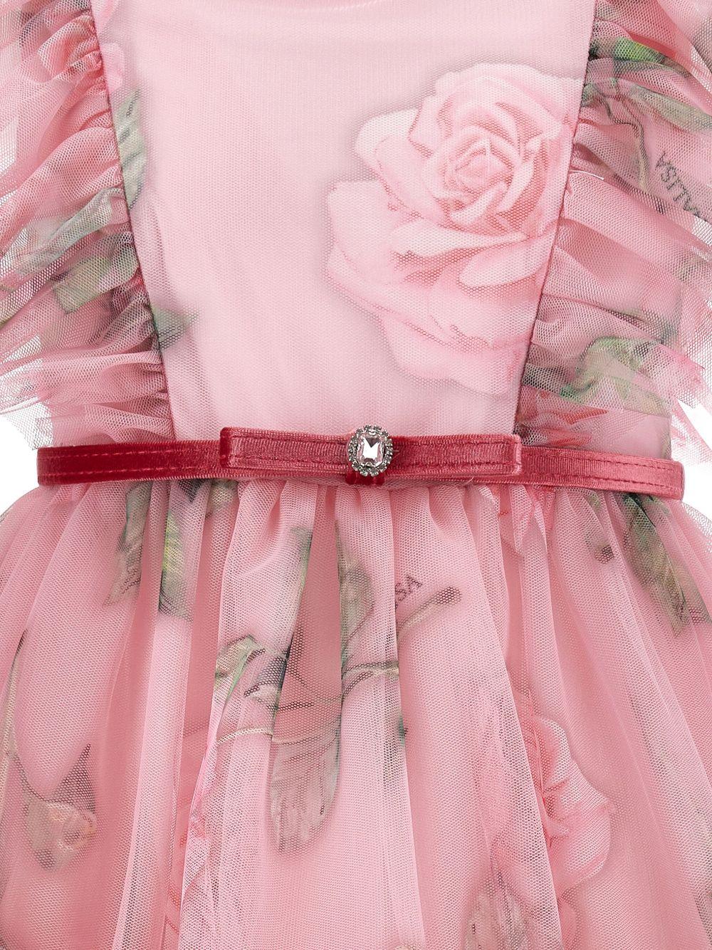 Abito per bambina Monnalisa rosa con ruches - Rubino Kids