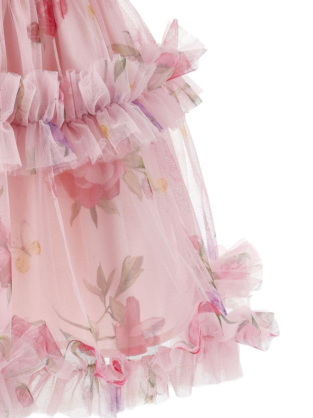 Abito per bambina Monnalisa rosa con stampa a fiori - Rubino Kids