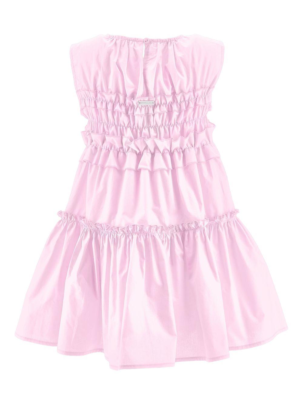 Abito per bambina Monnalisa rosa smanicato con ruches - Rubino Kids