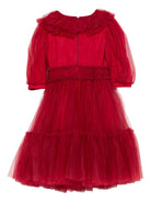 Abito per bambina Monnalisa rosso con volant a strati - Rubino Kids