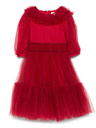 Abito per bambina Monnalisa rosso con volant a strati - Rubino Kids