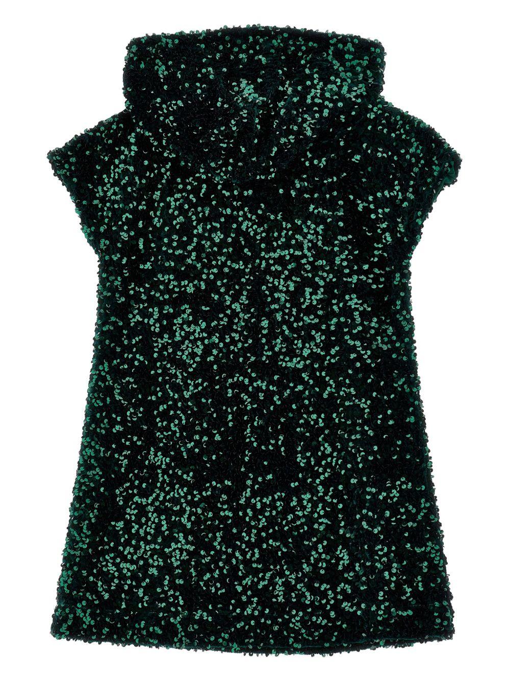 Abito per bambina Monnalisa verde con paillettes - Rubino Kids