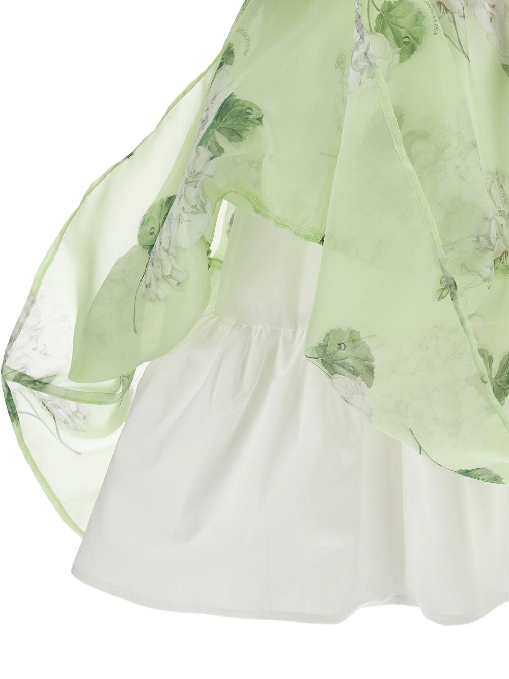 Abito per bambina Monnalisa verde con stampa a fiori - Rubino Kids