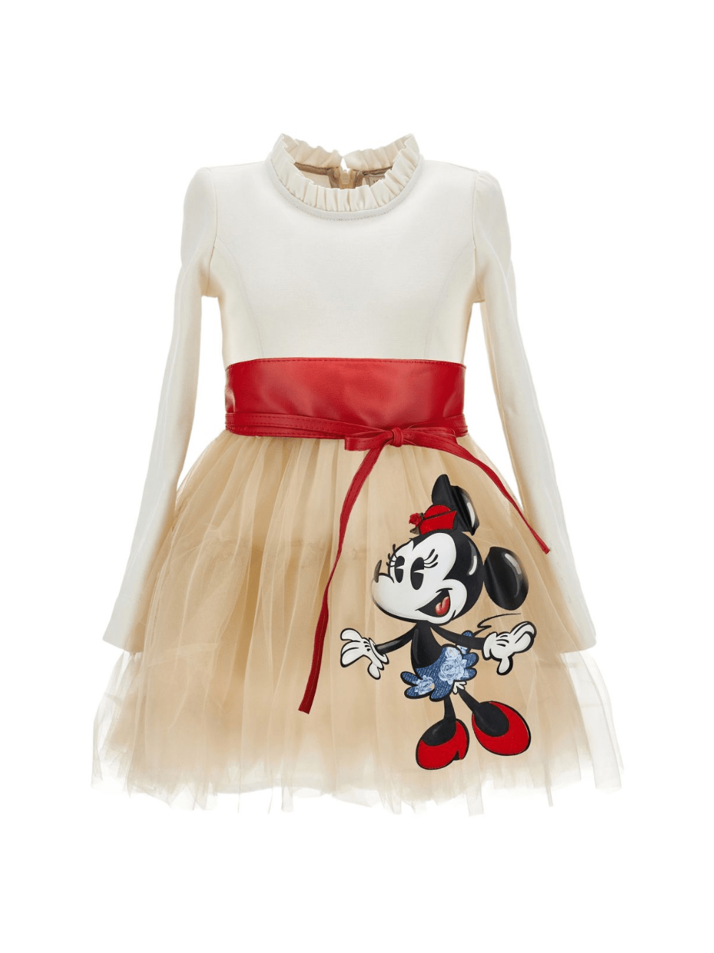 Abito per bambina Monnalisa x Disney multicolore con ricamo Minnie Mouse - Rubino Kids